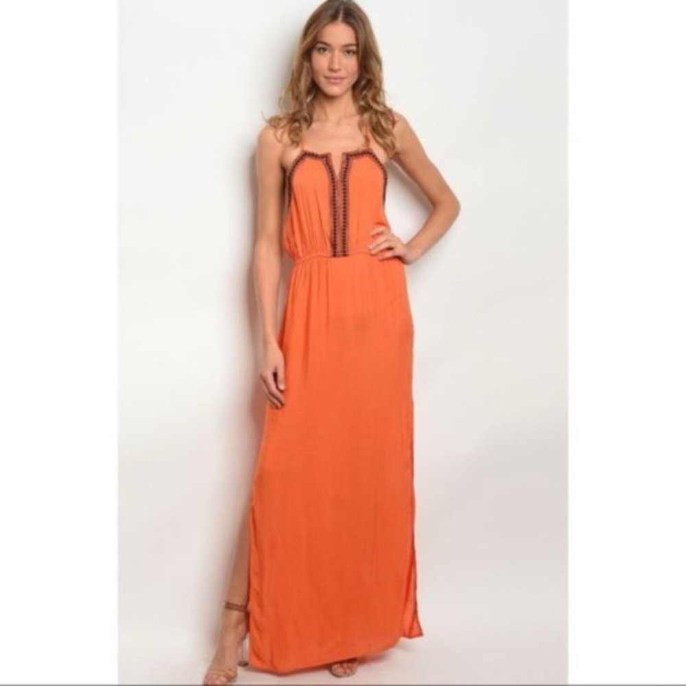 Vibrant Orange Maxi Dress